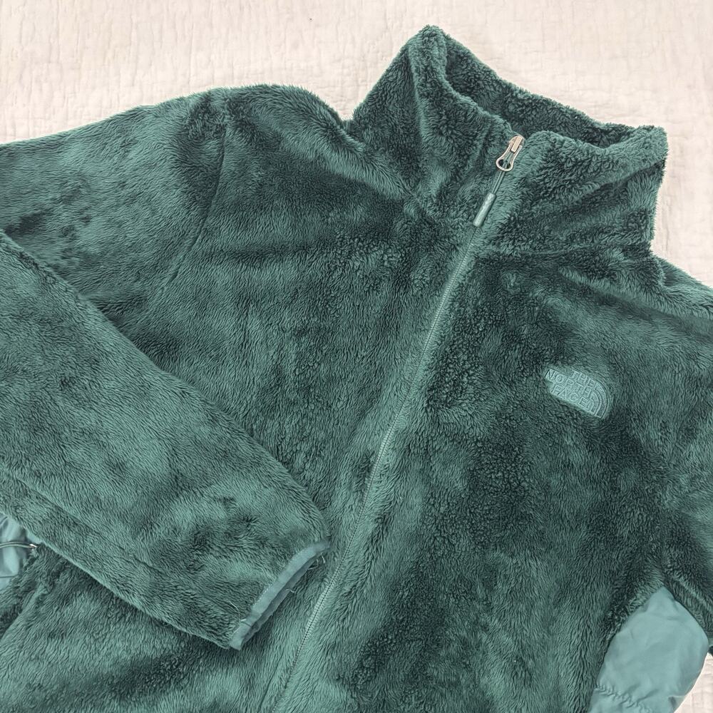 The North Face Womens Large Osito Pile Plush Fleece Jacket Fuzzy Dark Green Soft
